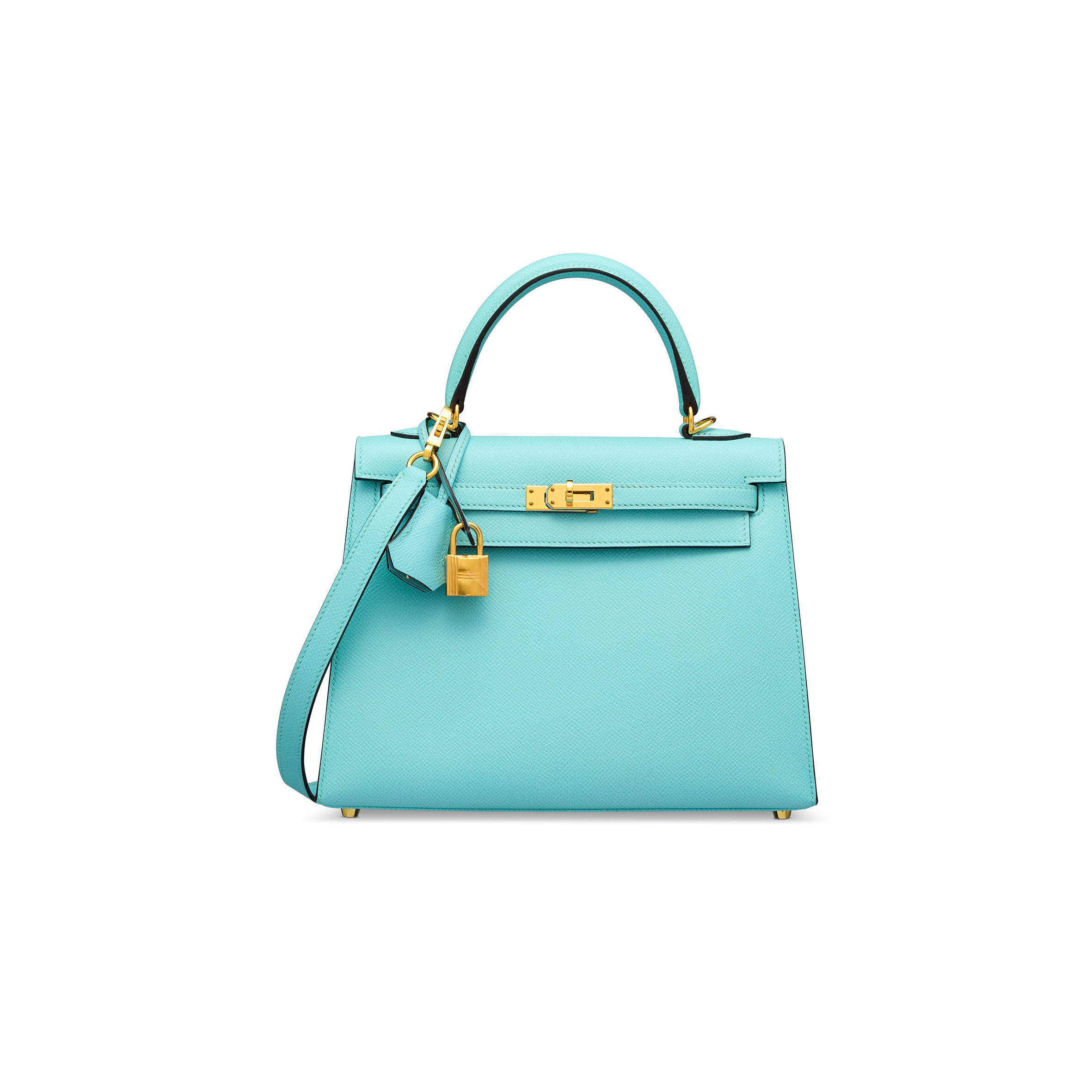 H**mes BLUE ZEPHYR EPSOM LEATHER SELLIER KELLY 25 WITH GOLD HARDWARE (25*17*7cm)